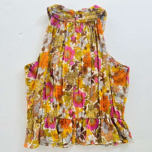 Veronica Beard Kailani Top Size 2 Silk Garden Orange Floral Georgette - Picture 4 of 6